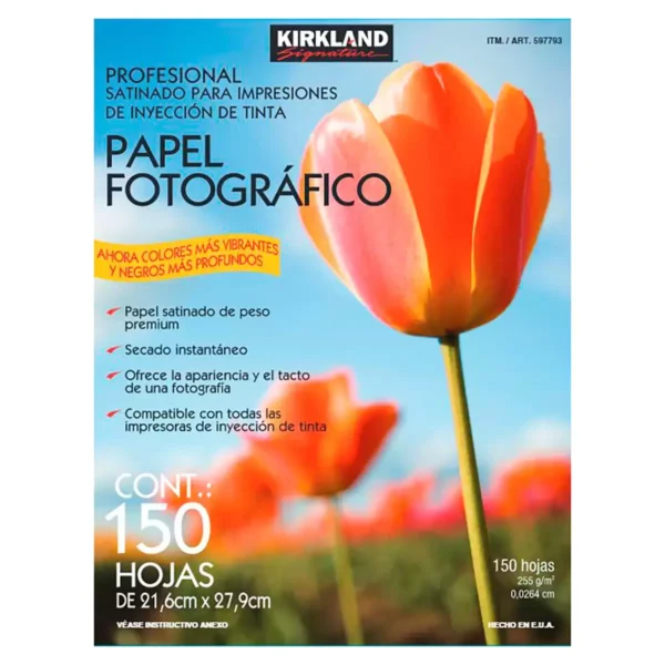 Kirkland Signature Papel Fotográfico Profesional Tamaño Carta 150 hojas