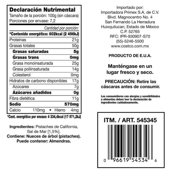 Kirkland Signature Pistaches Tostados y Salados 1.36 kg - Image 3