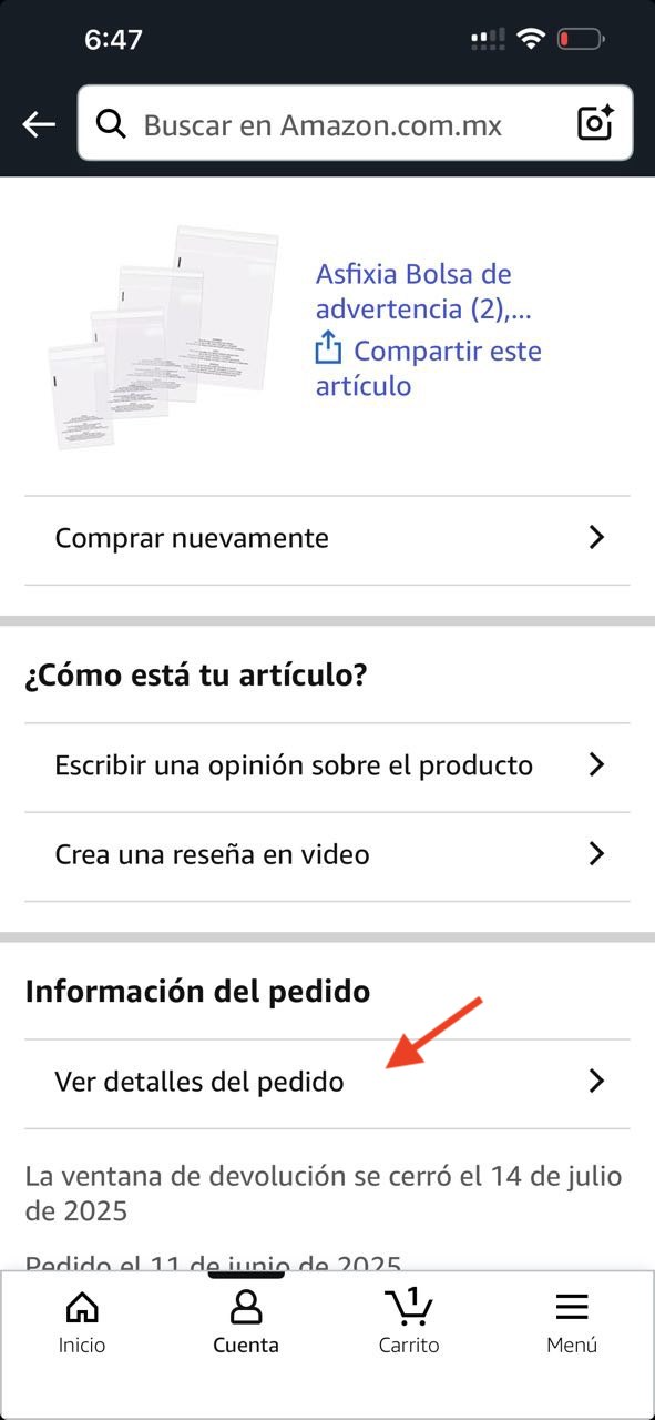 Botón Ver detalles del pedido