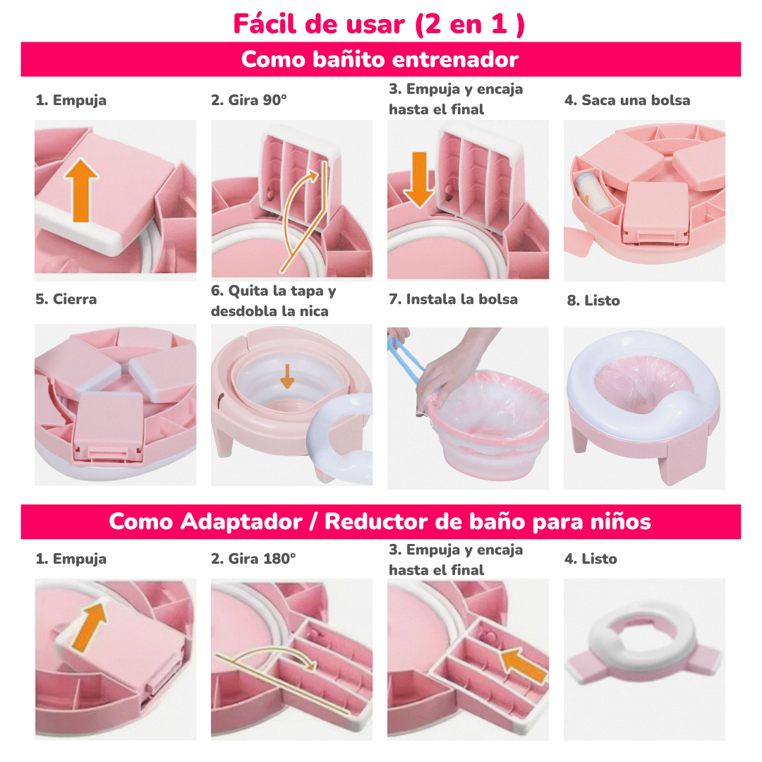 Combo Bañito 2 en 1 y Orinal Portátil Rosa - Image 7